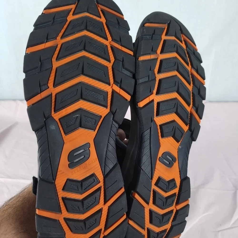 Skechers Sandals Mens 13 Tresmen Garo Relaxed Fit Strap Gray Suede Super Grip